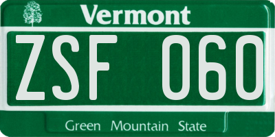 VT license plate ZSF060