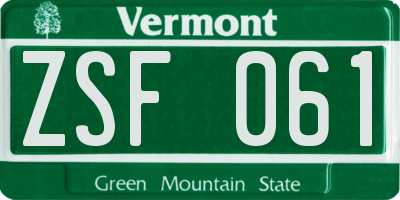 VT license plate ZSF061