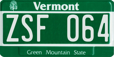 VT license plate ZSF064