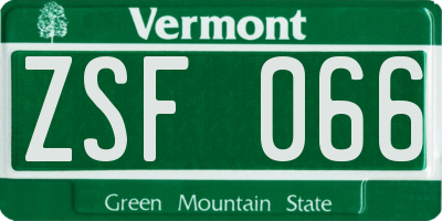 VT license plate ZSF066