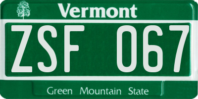 VT license plate ZSF067