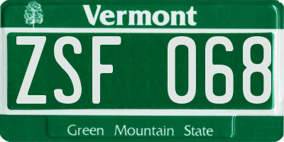 VT license plate ZSF068