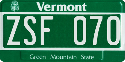 VT license plate ZSF070