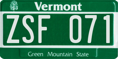 VT license plate ZSF071