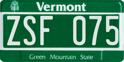VT license plate ZSF075