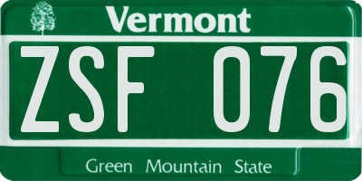 VT license plate ZSF076
