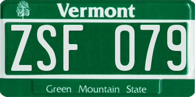 VT license plate ZSF079