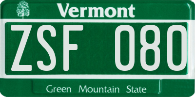 VT license plate ZSF080