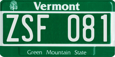 VT license plate ZSF081