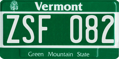 VT license plate ZSF082