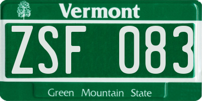 VT license plate ZSF083