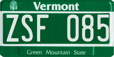 VT license plate ZSF085