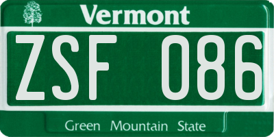 VT license plate ZSF086