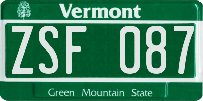 VT license plate ZSF087