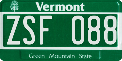 VT license plate ZSF088