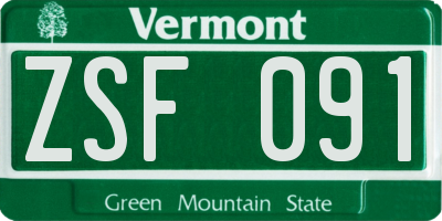 VT license plate ZSF091