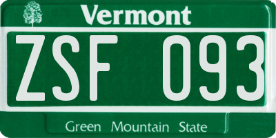 VT license plate ZSF093