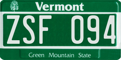 VT license plate ZSF094