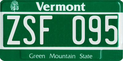 VT license plate ZSF095