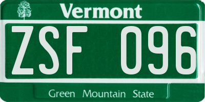 VT license plate ZSF096