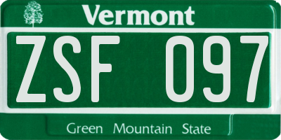 VT license plate ZSF097