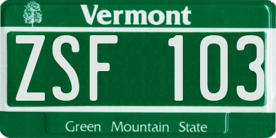 VT license plate ZSF103