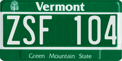 VT license plate ZSF104