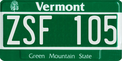 VT license plate ZSF105