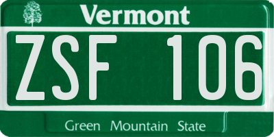VT license plate ZSF106