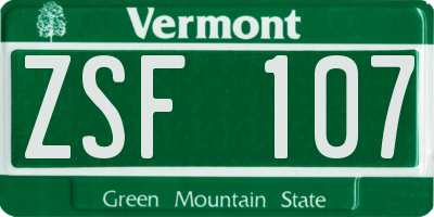 VT license plate ZSF107