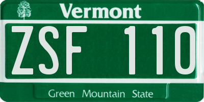 VT license plate ZSF110