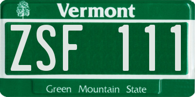 VT license plate ZSF111