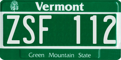 VT license plate ZSF112