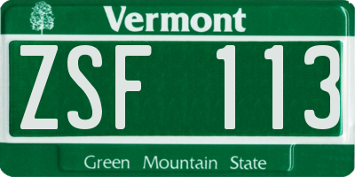 VT license plate ZSF113