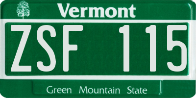 VT license plate ZSF115