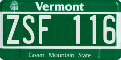 VT license plate ZSF116
