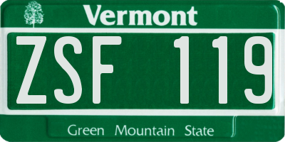 VT license plate ZSF119