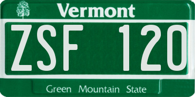 VT license plate ZSF120
