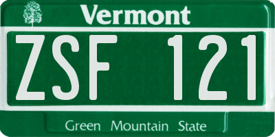 VT license plate ZSF121