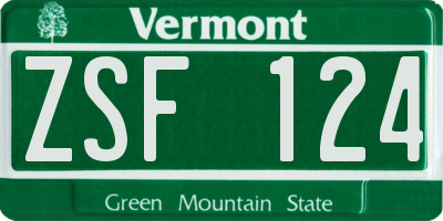 VT license plate ZSF124