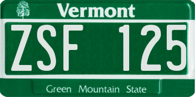 VT license plate ZSF125