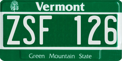 VT license plate ZSF126