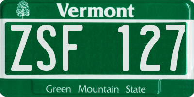 VT license plate ZSF127
