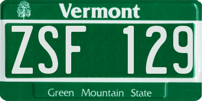 VT license plate ZSF129