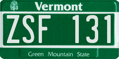 VT license plate ZSF131