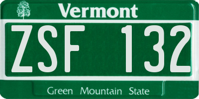 VT license plate ZSF132