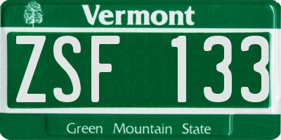 VT license plate ZSF133
