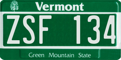 VT license plate ZSF134