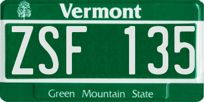 VT license plate ZSF135