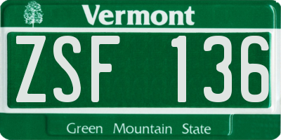 VT license plate ZSF136